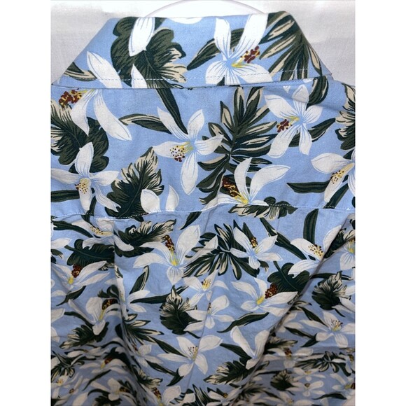 Hisdern Hawaiian Shirt Men’s Size Large Blue Floral Button Up Short Sleeve - Picture 9 of 12